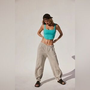 Free People Strong Core Corset Top Medium Cropped Teal Green Blue Bustier